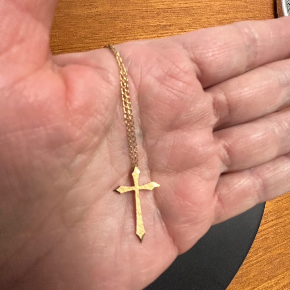 Pretty Antique or Vintage 12K Gold Cross Necklace